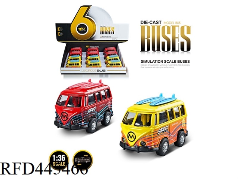 1: 36Q VERSION ALLOY GRAFFITI VOLKSWAGEN BUS (1 TYPE 2 COLORS MIXED) PULL BACK
