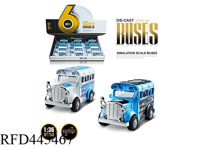 1: 36Q VERSION OF ALLOY GRAFFITI SCHOOL BUS (1 TYPE 2 COLORS MIXED) PULL BACK