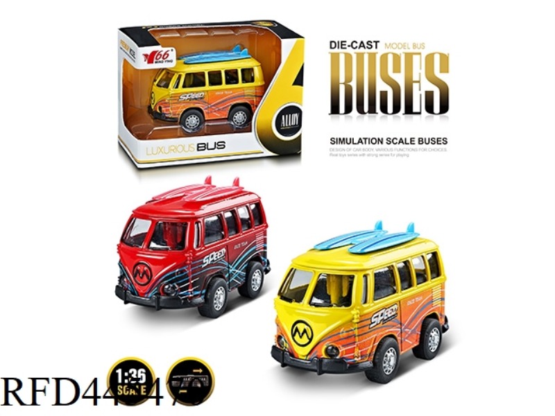 1: 36Q VERSION ALLOY GRAFFITI VOLKSWAGEN BUS (1 TYPE 2 COLORS MIXED) PULL BACK