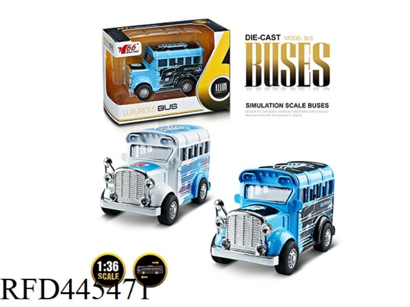 1: 36Q VERSION OF ALLOY GRAFFITI SCHOOL BUS (1 TYPE 2 COLORS MIXED) PULL BACK