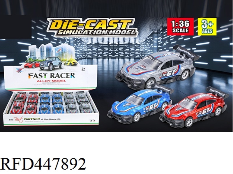 1: 36 ALLOY RECOIL CAR MODEL (12 PIECES / DISPLAY BOX)