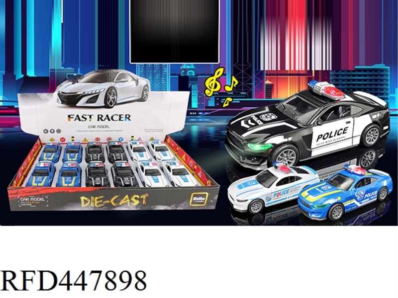 1: 36 LIGHT MUSIC ALLOY RETURN FORCE POLICE CAR (12 / DISPLAY BOX)