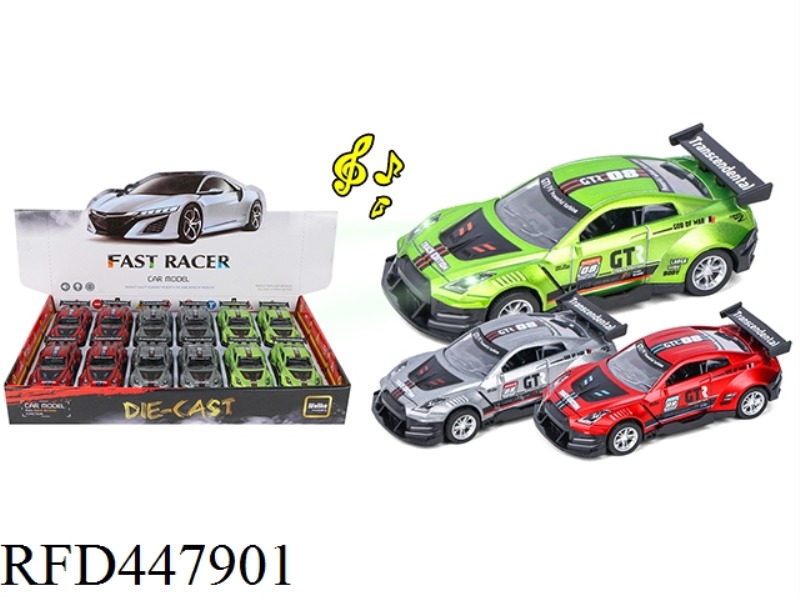 1: 36 LIGHT MUSIC ALLOY RECOIL CAR (12 PIECES / DISPLAY BOX)