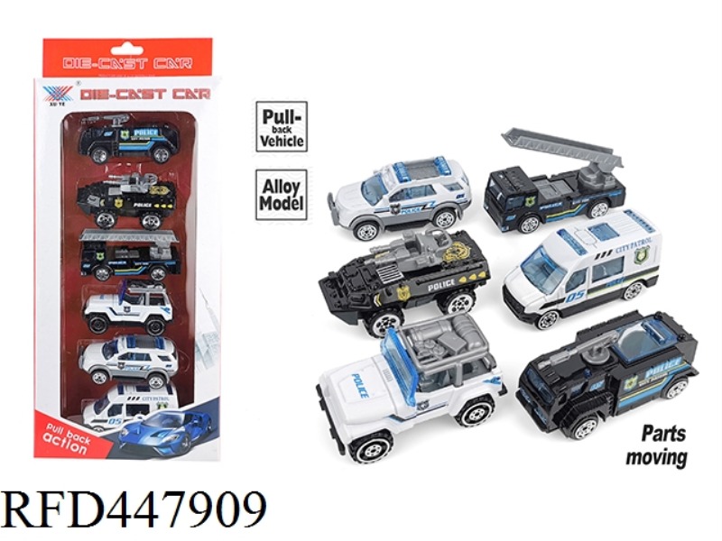 1: 50 ALLOY POLICE CAR SLIDING (6 SETS)