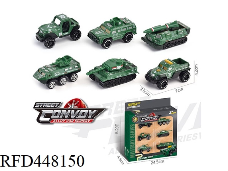 ALLOY SLIDING MILITARY VEHICLE 6 PACK