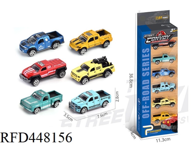 ALLOY SLIDING PICKUP TRUCK 6 PACK
