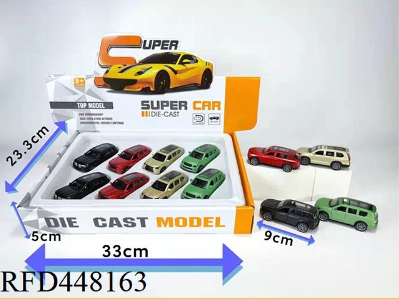 1:42 9 CM FOUR-COLOR MATTE SUV ALLOY CAR 8PCS