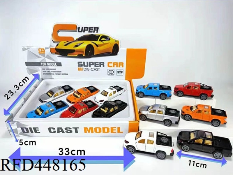 1:36 11 CM SIX-COLOR PICKUP TRUCK ALLOY CAR 6PCS