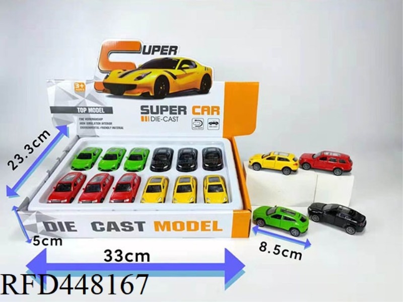 8.5 CM FOUR-COLOR ALLOY CAR SET OF 12