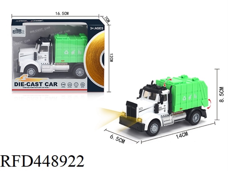 1: 64 HUILI AMERICAN SANITATION GARBAGE TRUCK (ALLOY CAR)