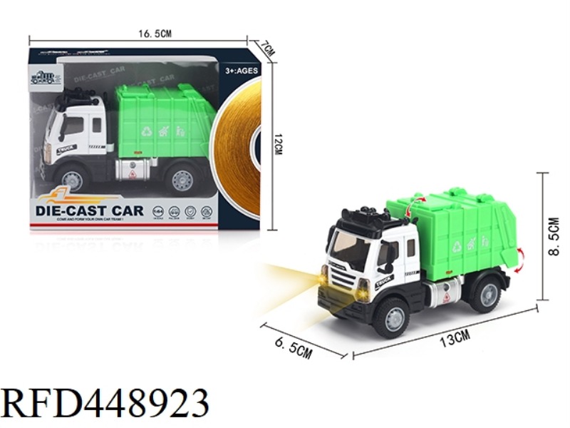 1: 64 HUILI EUROPEAN ENVIRONMENTAL SANITATION GARBAGE TRUCK (ALLOY CAR)