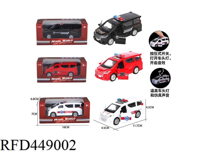 1: 32 TOYOTA ELFA POLICE CAR HUILI ALLOY CAR