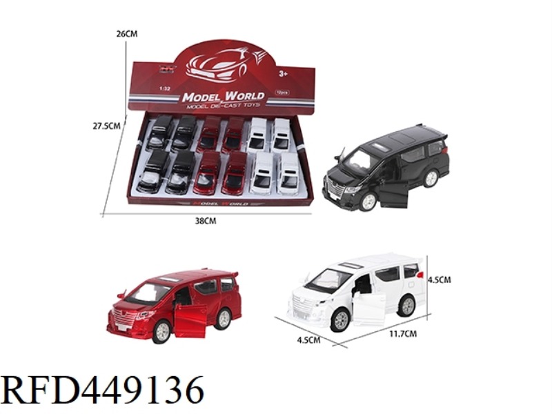 1: 32 TOYOTA ELFA HUILI ALLOY VEHICLE (12PCS)