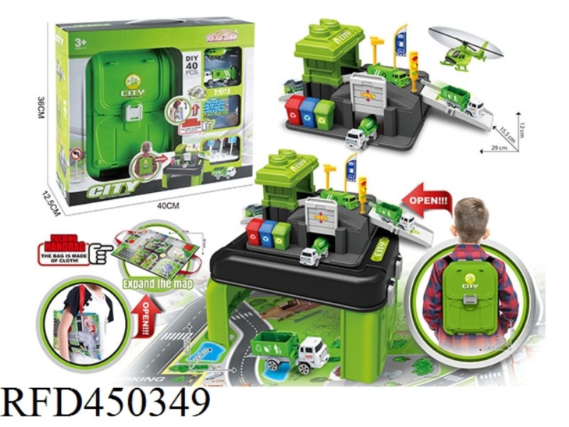 ALLOY CITY BACKPACK PORTABLE MAP PARKING SET 40PCS