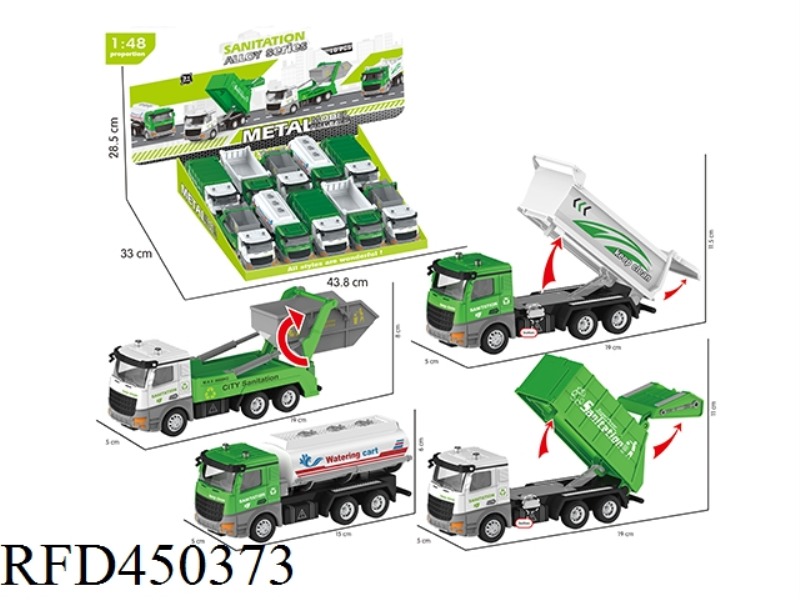 ALLOY HUILI CITY SANITATION VEHICLE COLLECTION 4 MIXED PACKAGES (10 PIECES / DISPLAY BOX)