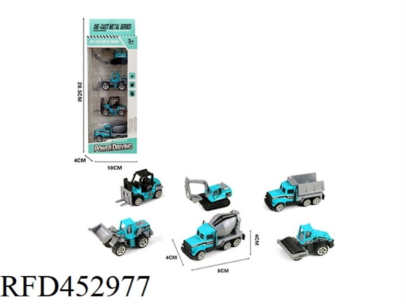 4 STRIPS OF 1:64 ALLOY BLUE ENGINEERING VEHICLE SLIDING (6 MIXED)