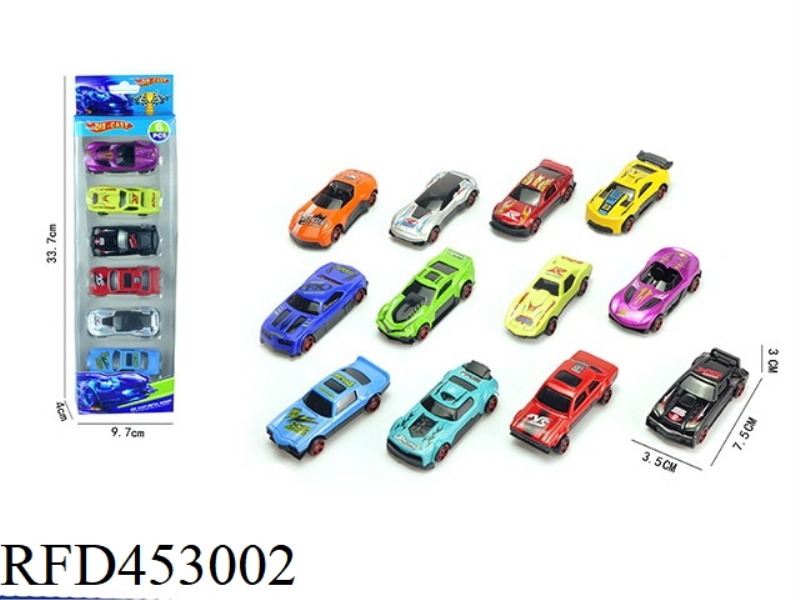 6PCS 1:64 ALLOY SLIDING COOL SMALL SPORTS CAR (12 MIXED)
