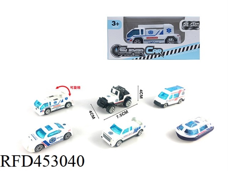 SINGLE 1:64 ALLOY AMBULANCE SLIDING (6 TYPES MIXED)