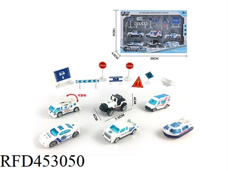6 SETS OF 1:64 ALLOY AMBULANCE TAXI + ROAD SIGN (6 MIXED)
