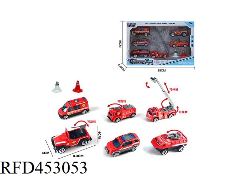 6 SETS OF 1:55 ALLOY FIRE SLIDING + ROADBLOCKS (6 MIXED)