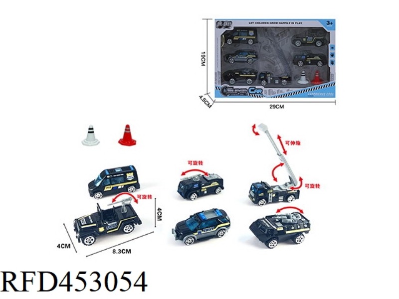 6 SETS BOX 1:55 ALLOY POLICE SLIDING + BARRICADES (6 MIXED)
