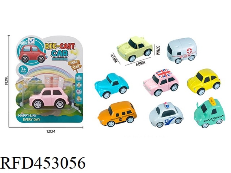 SINGLE SUCTION PLATE ALLOY CARTOON PULL BACK SIMULATION CAR (8 MIXED)