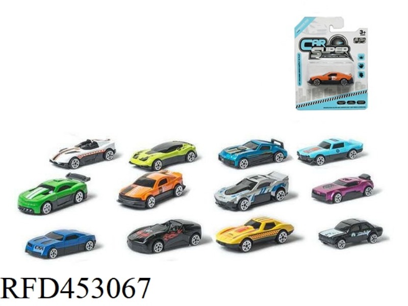 SINGLE SUCTION PLATE 1:64 ALLOY RACING CAR SLIDING (12 MIXED)