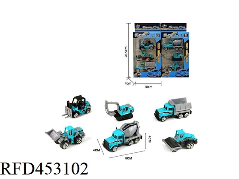 3 STRIPS 1:64 ALLOY BLUE ENGINEERING VEHICLE SLIDING (6 MIXED)