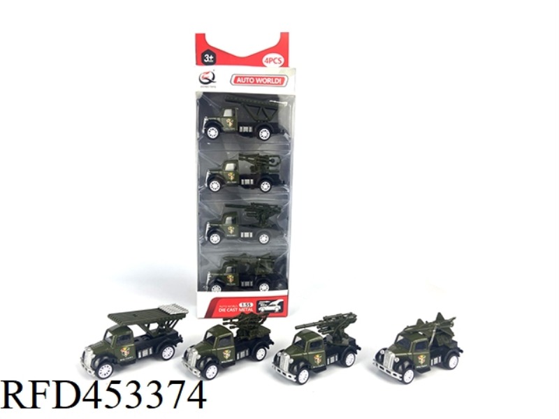 1:55 PULL BACK ALLOY CAR (4PCS/BOX) MILITARY SERIES 4 MIXED PACKS