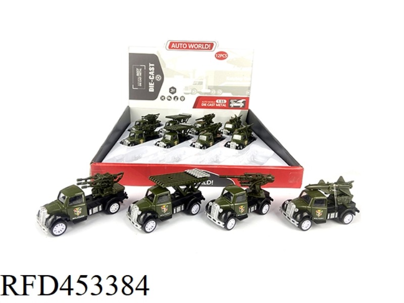 1:55 PULL BACK ALLOY CAR (12PCS/BOX) MILITARY SERIES 4 MIXED PACKS