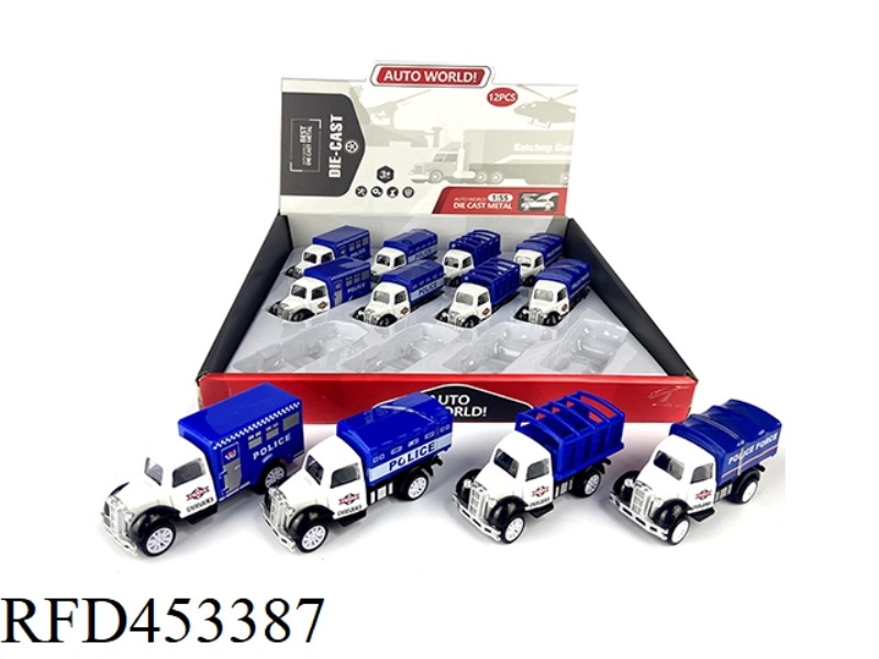 1:55 PULL BACK ALLOY CAR (12PCS/BOX) POLICE SERIES 4 MIXED PACKS