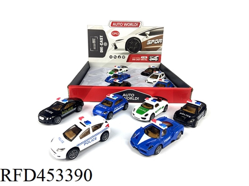 1:55 PULL BACK ALLOY CAR (12PCS/BOX) POLICE SERIES 6 MIXED PACKS