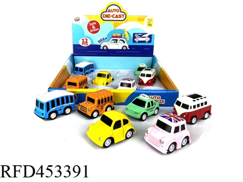 Q VERSION OF THE PULL BACK ALLOY CAR (12 / BOX) CITY SERIES 6 MIXED