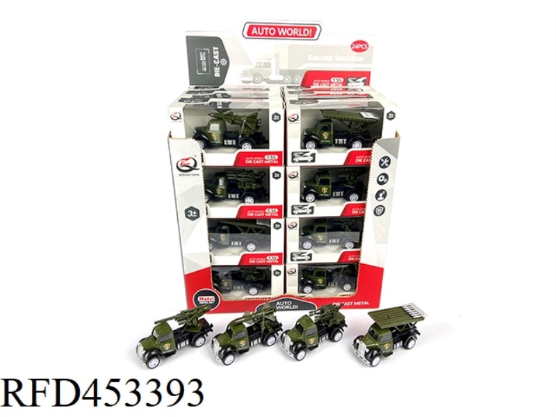 1:55 PULL BACK ALLOY CAR (24PCS/BOX) MILITARY SERIES 4 MIXED PACKS