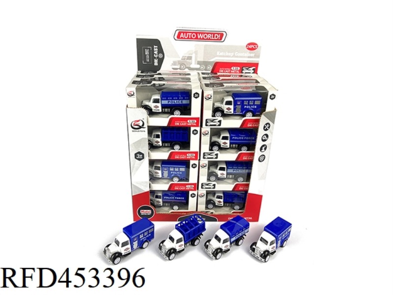 1:55 PULL BACK ALLOY CAR (24PCS/BOX) POLICE ROW 4 MIXED PACKS