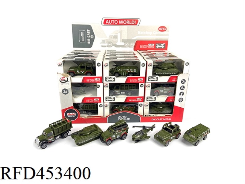 1:64 PULL BACK ALLOY CAR (36PCS/BOX) MILITARY SERIES 6 MIXED PACKS
