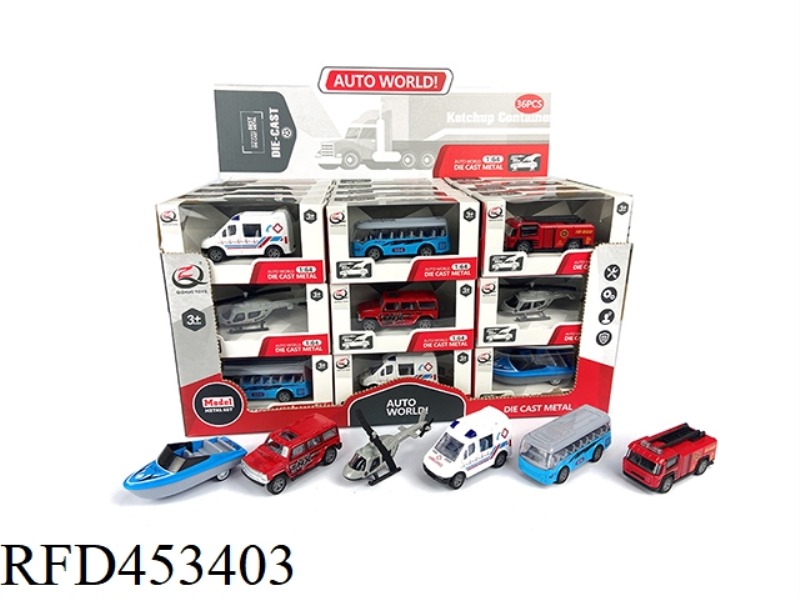 1:64 PULL BACK ALLOY CAR (36PCS/BOX) CITY SERIES 6 MIXED PACKS
