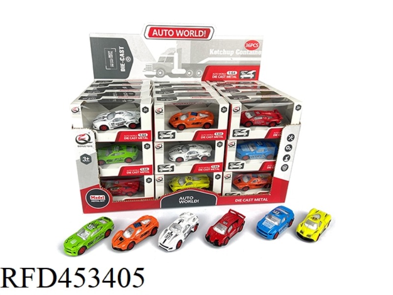 1:64 PULL BACK ALLOY CAR (36PCS/BOX) RACING SERIES 6 MIXED PACKS