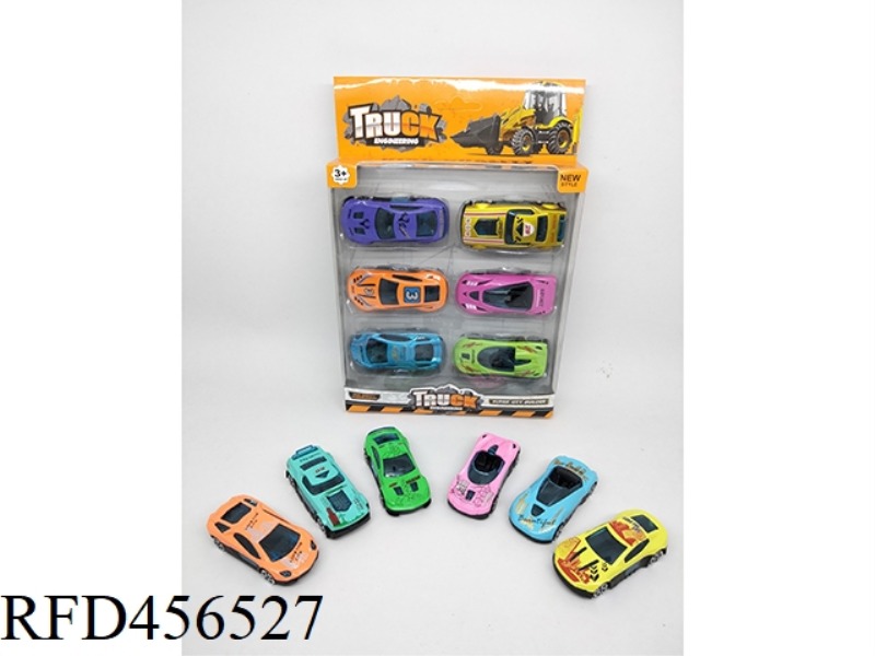6 SLIDING ALLOY CARS 6PCS