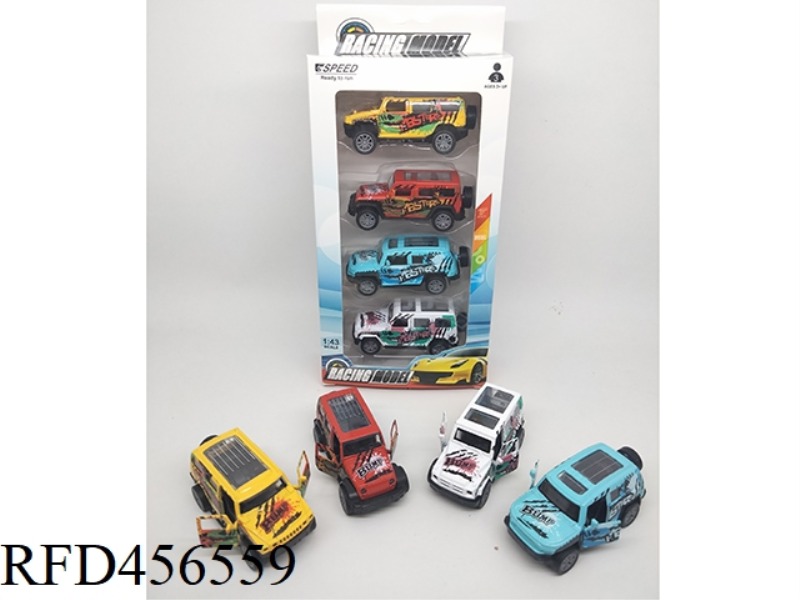 DOUBLE DOOR RETURN GRAFFITI ALLOY CAR 4PCS