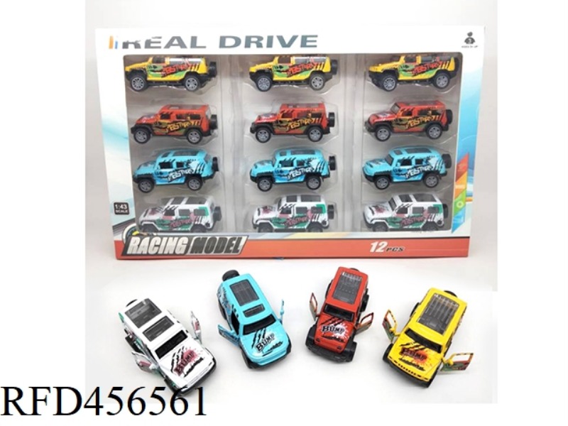 DOUBLE DOOR RETURN GRAFFITI ALLOY CAR 12PCS