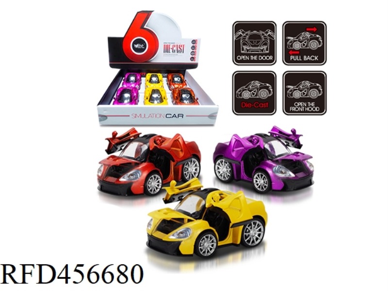 1: 32Q VERSION OF MCLAREN ALLOY PULL BACK 3 DOOR CAR 6PCS