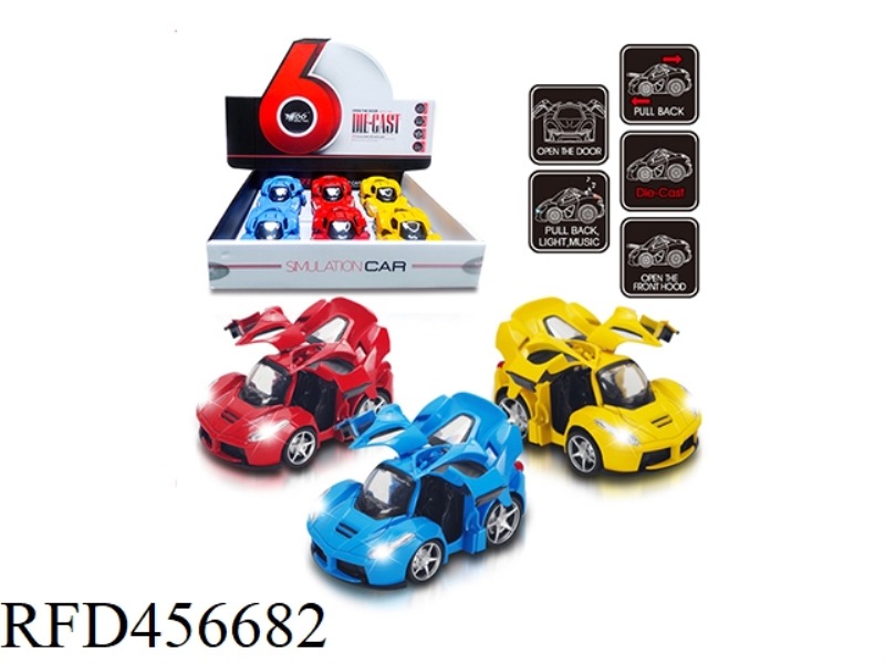 1: 32Q VERSION FERRARI ALLOY PULL BACK 3 DOOR CAR 6PCS