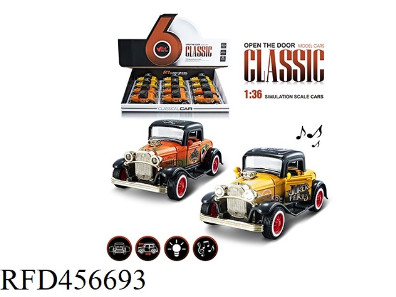 1:36 Q VERSION FORD GRAFFITI CAPPING 2 DOOR PULL BACK WITH LIGHT MUSIC ALLOY CAR 1 2 COLOR MIXED 12P