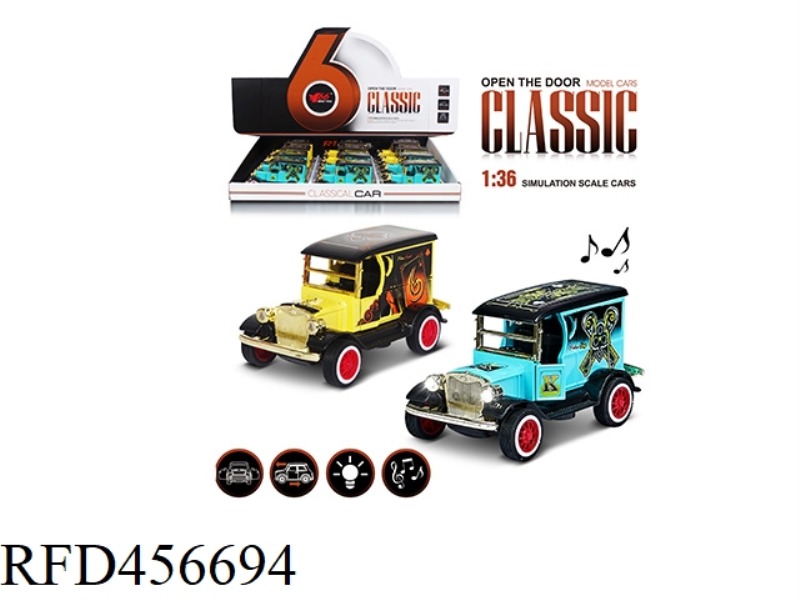 1:36 Q VERSION OF FORD GRAFFITI T-TYPE CAR 2 DOOR PULL BACK WITH LIGHT MUSIC ALLOY CAR 1 MODEL 2 COL