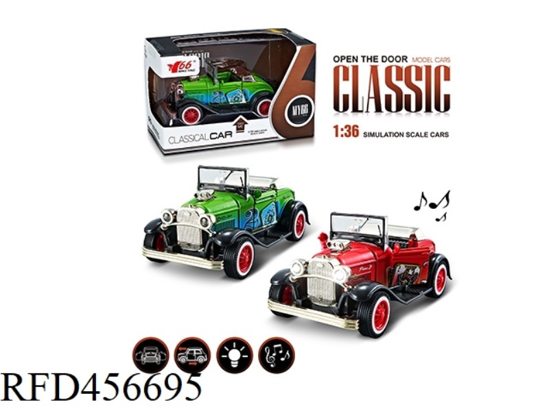 1:36 Q VERSION FORD GRAFFITI CONVERTIBLE 2 DOOR PULL BACK WITH LIGHTING MUSIC ALLOY CAR 1 MODEL 2 CO