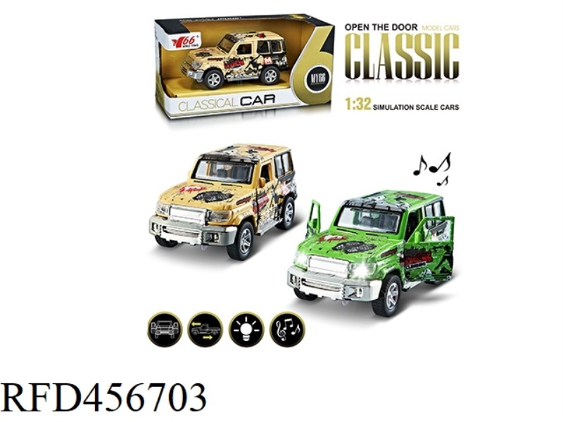 1:32 GRAFFITI TOYOTA JEEP ALLOY PULL BACK DOOR CAR WITH LIGHT AND MUSIC 1 MODEL 2 COLOR MIX