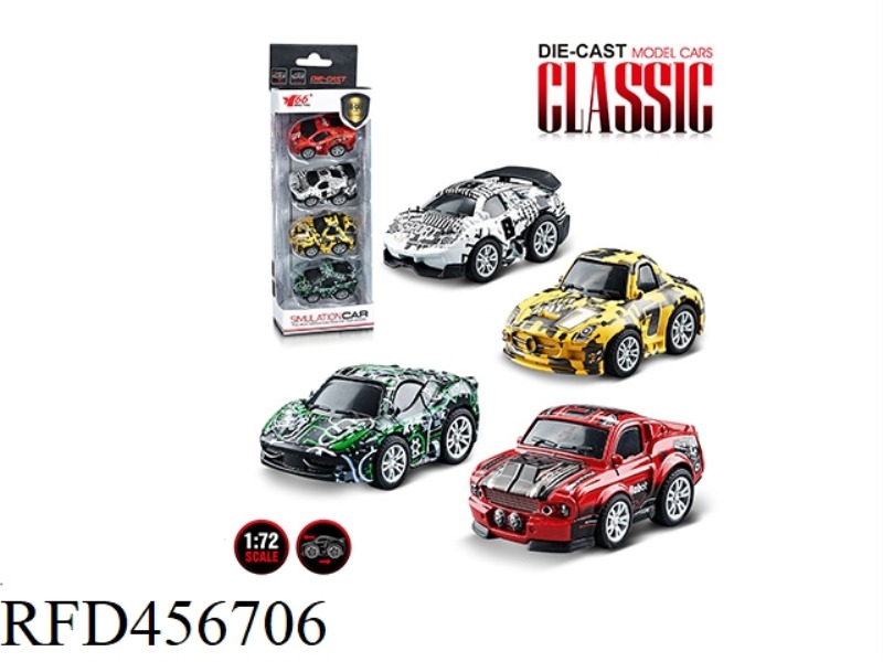 1:72 Q VERSION PULL BACK ALLOY GRAFFITI SPORTS CAR 4 MIXED