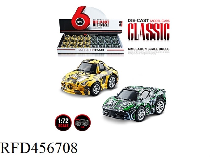 1:72 Q VERSION PULL BACK ALLOY GRAFFITI SPORTS CAR 12PCS