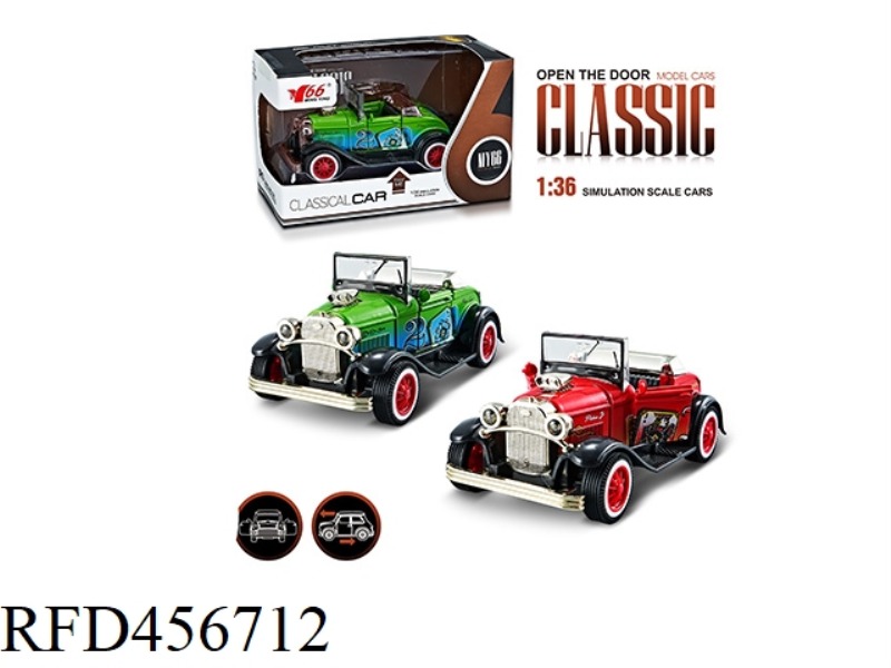 1:36 Q VERSION FORD GRAFFITI CONVERTIBLE 2 DOORS PULL BACK ALLOY CAR 1 MODEL 2 COLOR MIX